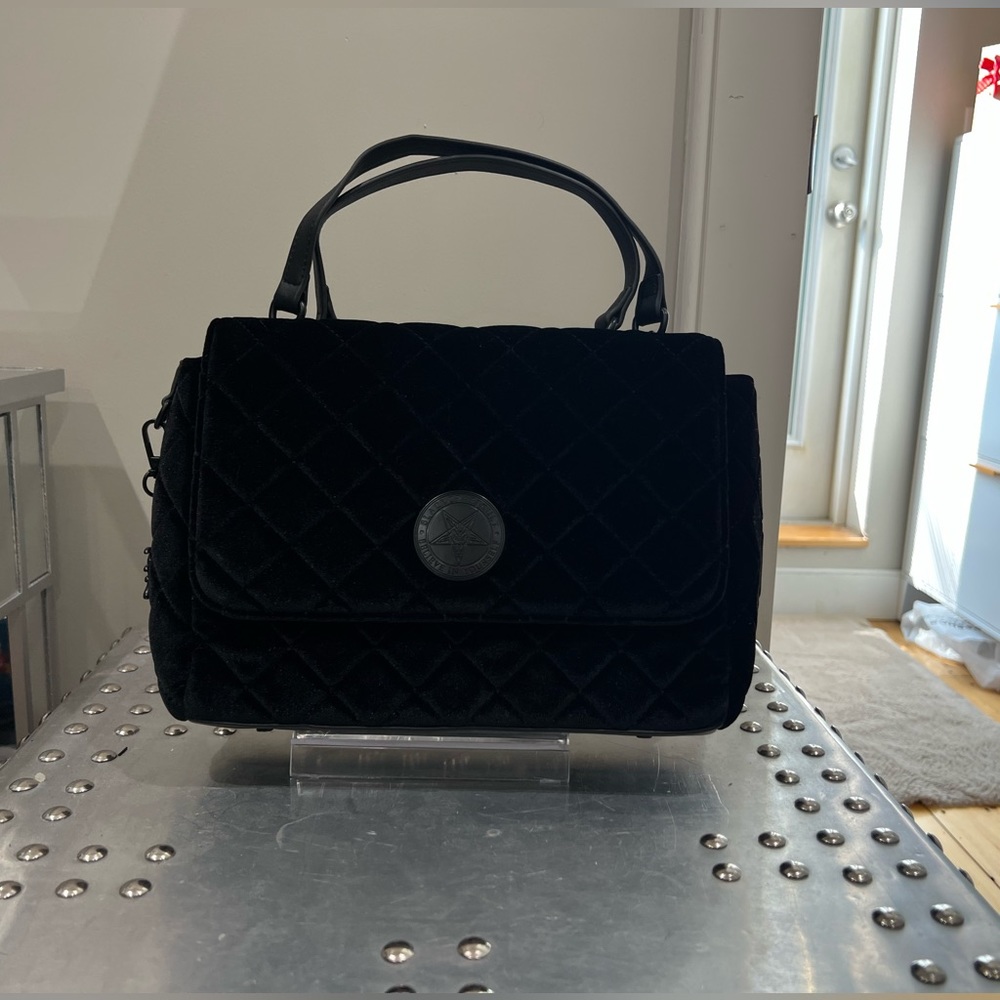 Velvet Black Craft Cult Purse with Adjustable Strap